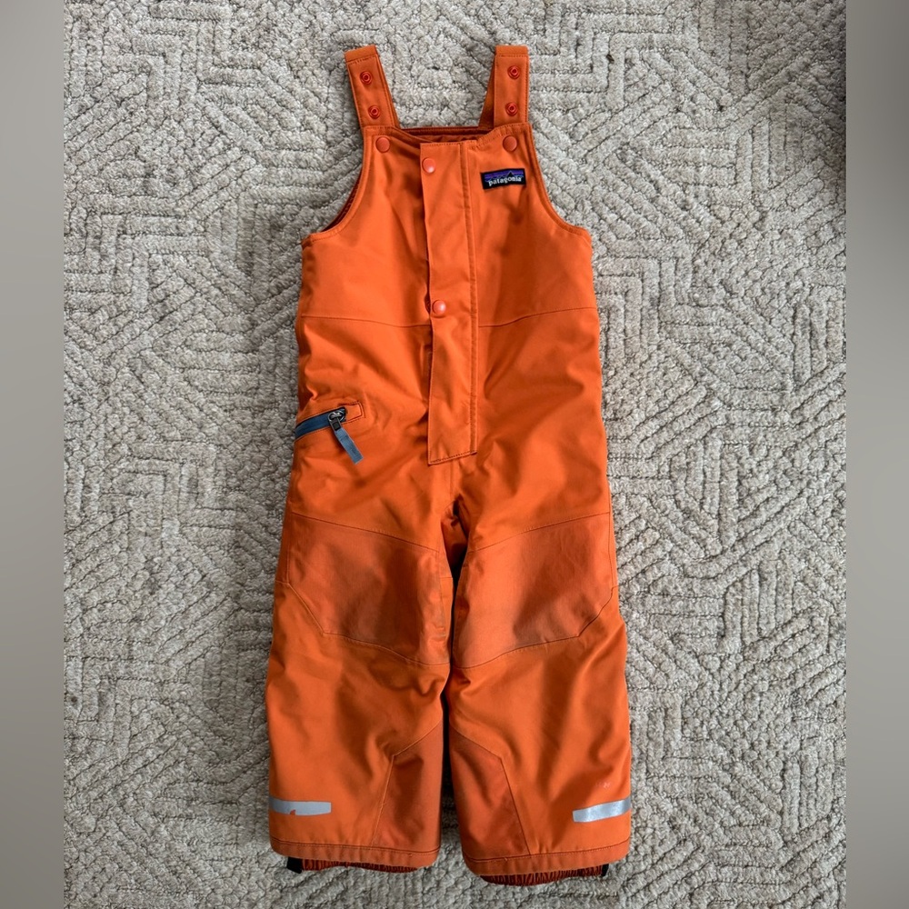 2T Patagonia snow pile snow pants snow bib orange